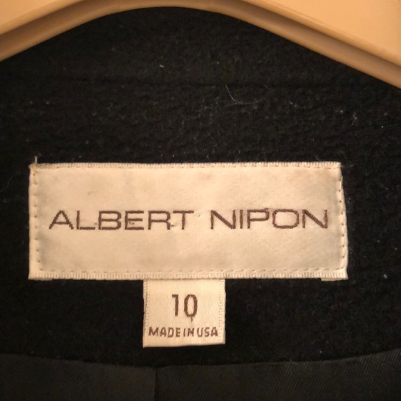 Long Albert Nipon black wool/cashmere coat size 10 - Picture 2 of 3